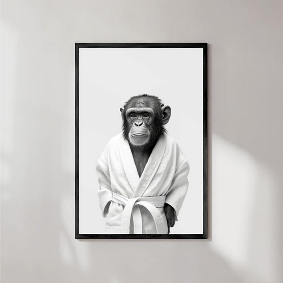 Aaheei Chimp in bathrobe Wall Art bathroom wall decor funny farmhouse decor bathroom posters print canvas art bathroom frames wall decor suitable for home bedroom decor