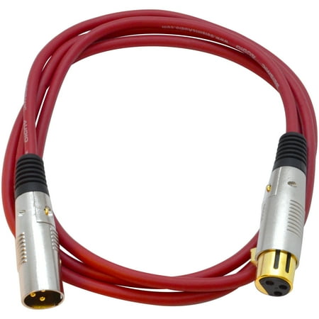- Seismic Audio Premium 6 Foot Red XLR Patch Cable Cord - 3 Pin XLRF to XLRM Mic Cord - SAPGX-6Red