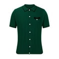thumbnail image 6 of WREESH Men's Business Casual Button Down Shirts Knitwear Woolen Shirt with Pocket, Short Sleeve Solid Color Green, 6 of 6