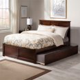 thumbnail image 1 of Madison Full Wood Platform Bed with Footboard and Twin Trundle in Walnut, 1 of 11