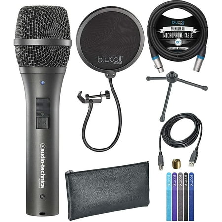 Audio Technica AT2005USB USB / XLR Dynamic Microphone with Pop Filter, 10' XLR Cable, Cable Ties