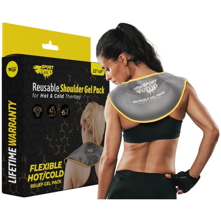 Hot & Cold Reusable Gel Pack Wrap for Neck/Shoulder/Back Pain Relief - Flexible Soft Compress - Ice & Heat Therapy for Rotator Cuff, Cervical, Pain, Swelling, Injuries and Surgery - Sport Temp