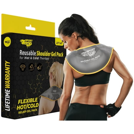 Hot & Cold Reusable Gel Pack Wrap for Neck/Shoulder/Back Pain Relief - Flexible Soft Compress - Ice & Heat Therapy for Rotator Cuff, Cervical, Pain, Swelling, Injuries and Surgery - Sport Temp