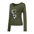 thumbnail image 3 of Aofany Valentines Day Love Heart Print T-Shirt for Women Long Sleeve Mother's Day Graphic Tees Tops Loose Casual V Neck Shirts, 3 of 4