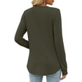 thumbnail image 4 of Holzkary Long Sleeve Shirts for Women Women Fashion Casual Long Sleeve Buttons Solid Color Tops Shirts Blouses Tops Coffee S, 4 of 7