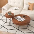 thumbnail image 4 of Costway Ensemble de 2 Tables Basses Rondes Style Ferme Table d'Appoint Fini Naturel pour Salon Brun, 4 of 10