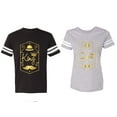 thumbnail image 1 of King Queen Pentagon Gold Matching Couple Cotton Jerseys (Men Black / Women Heather) (Men XL / Women L), 1 of 3
