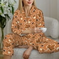 thumbnail image 6 of Lsque Mushroom maple nuts Pattern Long Sleeve Pajama Set for Women - Soft 2-Piece Sleepwear and Loungewear Set with Pockets, Comfy Nightwear-Small, 6 of 7