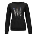 thumbnail image 4 of ZKCCNUK Women's 2025 Autumn Winter Casual Crewneck Feather Sweatshirt Long Sleeve Loose Pullover Tops, 4 of 4