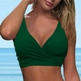 thumbnail image 3 of TOWED22 Women Underwire Full Coverage Bikini Top Only Criss Cross Push Up Swim Crop Top Tie Back Bathing Suit(Green,L), 3 of 6