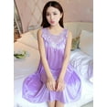 thumbnail image 2 of Womens Victorian Nightgown Vintage Sleepwear Nightdress Robes Royal Pajamas Lounge Wear,Sleeveless Tank Top Shoulder Strap Nightshirt Sleep Dress Stain Silk Pleated Gown Midi Length,Purple, 2 of 5
