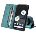 thumbnail image 3 of For Google Pixel 7 Pro Flip Wallet Case,[RFID Blocking]PU Leather Magnetic Folio Cover,With Card Slots,Flip Folding Kickstand,Shockproof TPU Anti-fall Rugged Phone Case Cover,Green, 3 of 11