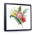 thumbnail image 3 of Designart 'Flowers Bouquet With Protea Plumeria Hibiscus' Traditional Framed Canvas Wall Art Print, 3 of 5