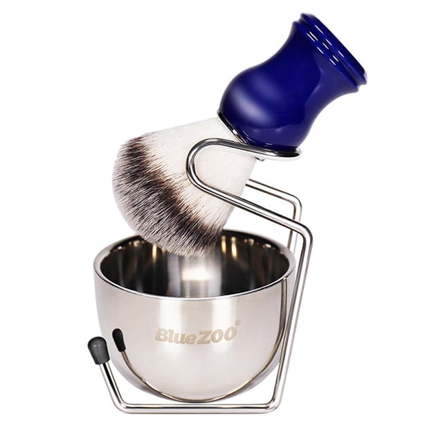 1 juego de accesorios de afeitado, cepillo para limpiar barba, cuenco para mezclar, soporte de cepillo de metal para hombres (cerdas de nailon)