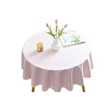 

Jygee Table Cloth Home Hotel Dining Decor Picnic Oil-proof Waterproof Tables Cover Cotton Linen Round Shape Tablecloths Supplies Pink