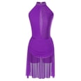 thumbnail image 3 of iefiel Robe de Danse Lyrique pour Femmes avec Strass Robe Asymétrique Jupe en Tulle Fluide en Chiffon Violet TG, 3 of 7