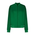 thumbnail image 4 of Womens Cropped Bomber Jacket Lightweight Zip Up Jacket No Hood Women Long Sleeve Stand Collar Coat with Pockets (Green L), 4 of 4