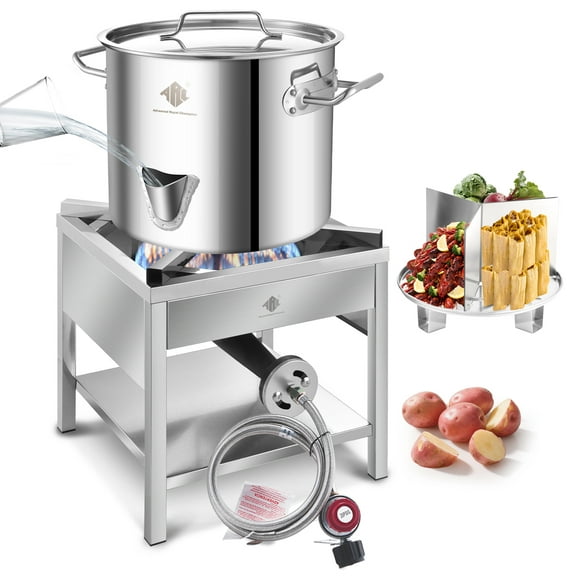 ARC 24 QT Stainless Steel Steamer Pot with Propane Burner for Outdoor Cooking Large Pot with Water Spout, Divider and Steamer Rack,Seafood Crab-Vegetable-Vaporeras para Tamale Steaming