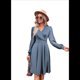 thumbnail image 2 of Vestido Corto Fruncido con Escote en V para Mujer, Color Azul, Talla S, 2 of 9
