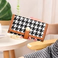 thumbnail image 2 of FeiraDeVaidade Houndstooth Coin Purses Buckle Canvas Coin Clutch Bag Lady Wallet Card Holder Case Short Purse Purse Card Wallet, 2 of 7