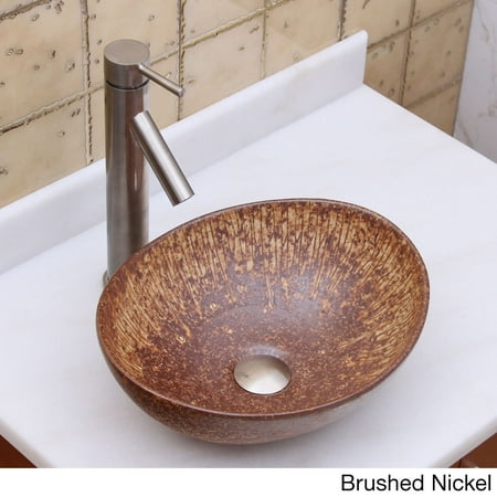 Cast Iron Porcelain Sink - Elite 1564 2659 Oval Matt Iron Ore Glaze Porcelain Ceramic Bathroom Vessel Sink With Faucet Combo