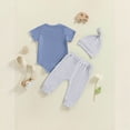 thumbnail image 4 of CAUYDY Newborn Coming Home Outfit Boy Baby Cute Clothes Set Romper Pants Hat 3PCS for Infant Boys 3 6 9 12 18 Months Spring Summer Fall Winter (Sizes 0-3 Months,Blue), 4 of 4