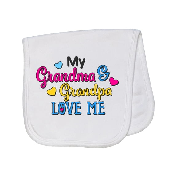 Inktastic My Grandma and Grandpa Love Me with Hearts Baby Burp Cloth