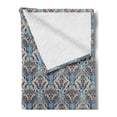 thumbnail image 2 of East Soft Flannel Fleece Throw Blanket, Vintage Eastern Abstract Floral Pattern with Leaves Grid Style Lines, Cozy Plush for Indoor and Outdoor Use, 60" x 80", Pale and Dark Blue Beige, by Ambesonne, 2 of 5
