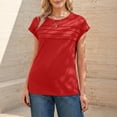 thumbnail image 5 of Womens Summer Tops Trendy 2026 Cap Sleeve T Shirts Crew Neck Pleated Front Beach Vacation Clothes Fashion Red XL, 5 of 5