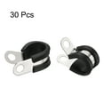 thumbnail image 3 of Uxcell 30pcs Stainless Steel Cable Clamps 1/2 Inch Rubber Cushioned Insulated Clamp for Tube Pipe Wire Cord, 3 of 7