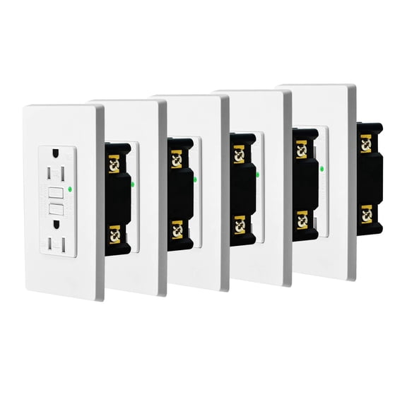 White GFCI Outlet 15Amp 5PK,Nineleaf White Outlets Receptacles,GFI Electrical Outlet with LED Indicator,Weather Resistant WR,Ground Fault Circuit Interrupters,120V,Wall Plates and Screws Included,ETL