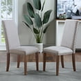 thumbnail image 2 of Dining Chairs Set of 2, Upholstered Chair with Back and Solid Wood Legs for Home Kitchen Living Room Party, Gray, LJ2666, 2 of 9