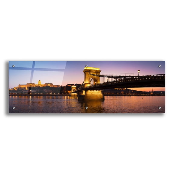 Epic Art 'Panorama Budapest Chain Bridge' by Istvan Nagy, Acrylic Glass Wall Art, 36"x12"