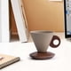 thumbnail image 1 of Elegante taza cónica de cerámica con asa y base de madera | Diseño vintage en forma de embudo para café vertido | Capacidad de 200 ml, 1 of 6