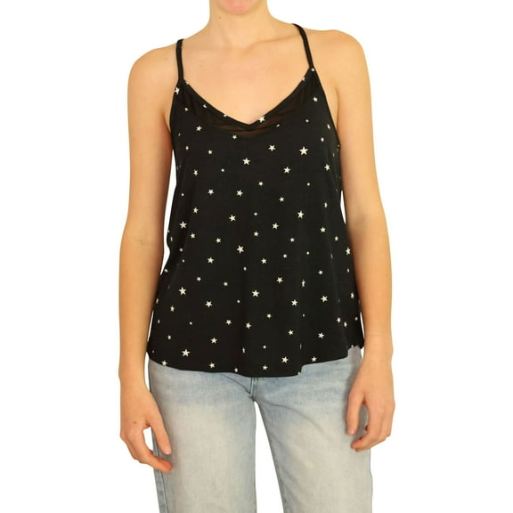 P.J. Salvage Womens Star Racerback Pajama Sleep Cami Tank Top, Black, Small