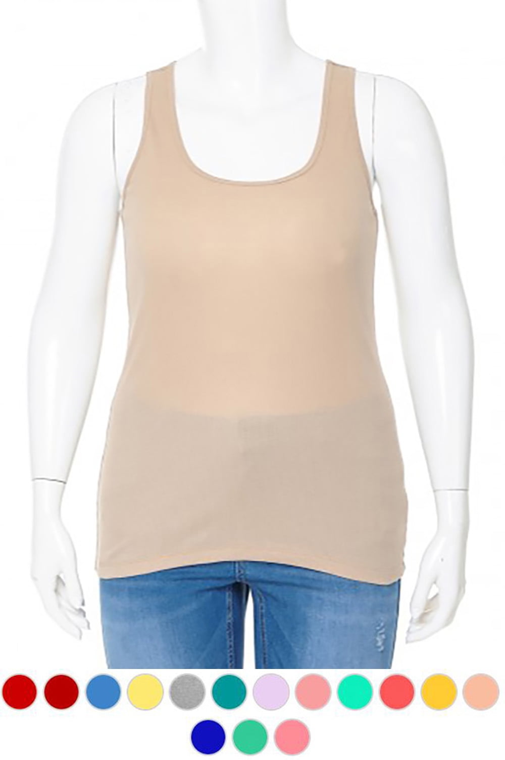 Women's Plus Size Ribbed Scoop Neck Racer Back Tank Top - Walmart.com