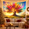 thumbnail image 3 of Tree of Life in a Swirling Colorful Landscape, Uplifting Psychedelic Style for Nature Lovers, Vibrant Forest Wall Art, Housewarming Gift Tapestry Wall Hanging for Bedroom, Living Room and Dorm, 3 of 7