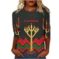thumbnail image 2 of QUNYINEY Kwanzaa Women Tshirts 3/4 Sleeve Crew Neck Tops Pullover Loose Fit Holiday Graphic Tees, 2 of 5
