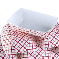 Avant Grub 1 lb Rectangular Heavy-Duty Red and White Paper Food Trays 100 Ct