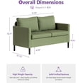 thumbnail image 2 of LAZZO 51" Modern Loveseat Sofa, 2-Seater Linen Fabric Couch for Bedroom & Office, Green, 2 of 8