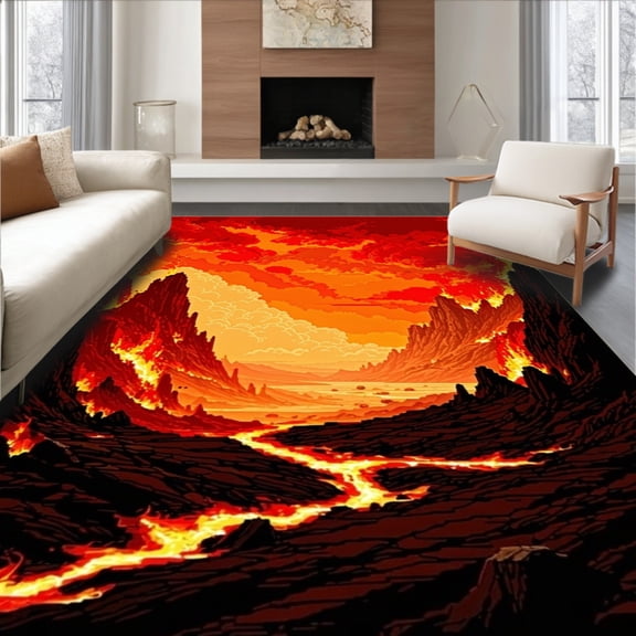 Flatwoven High Traffic Area Rug, Striking Optical Illusion Fantasy, Non Slip, Stain Resistant, Washable Area Rugs for Living Room, Bedroom(Red, 4X6)