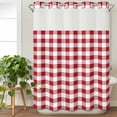 thumbnail image 3 of Farmhouse Red Plaid No Hook Shower Curtain Waterproof, Bathroom Curtains with Snap in Liners and See Through Top Window, Rustic Red White Checkered Hotel Style Bathtub Curtains Shower 48"Wx72"L, 3 of 8