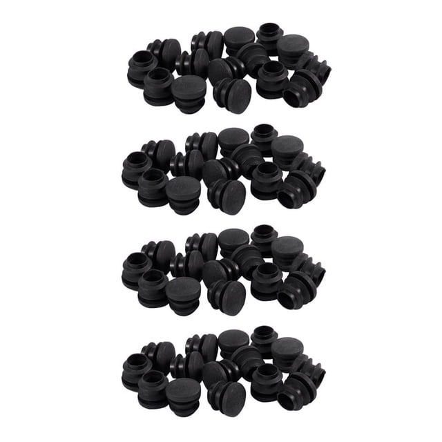 60Pzs Negro Tapa del Extremo Cerrado de Plastico Inserto de Tubo Redondo Taco de Tubo 16mm
