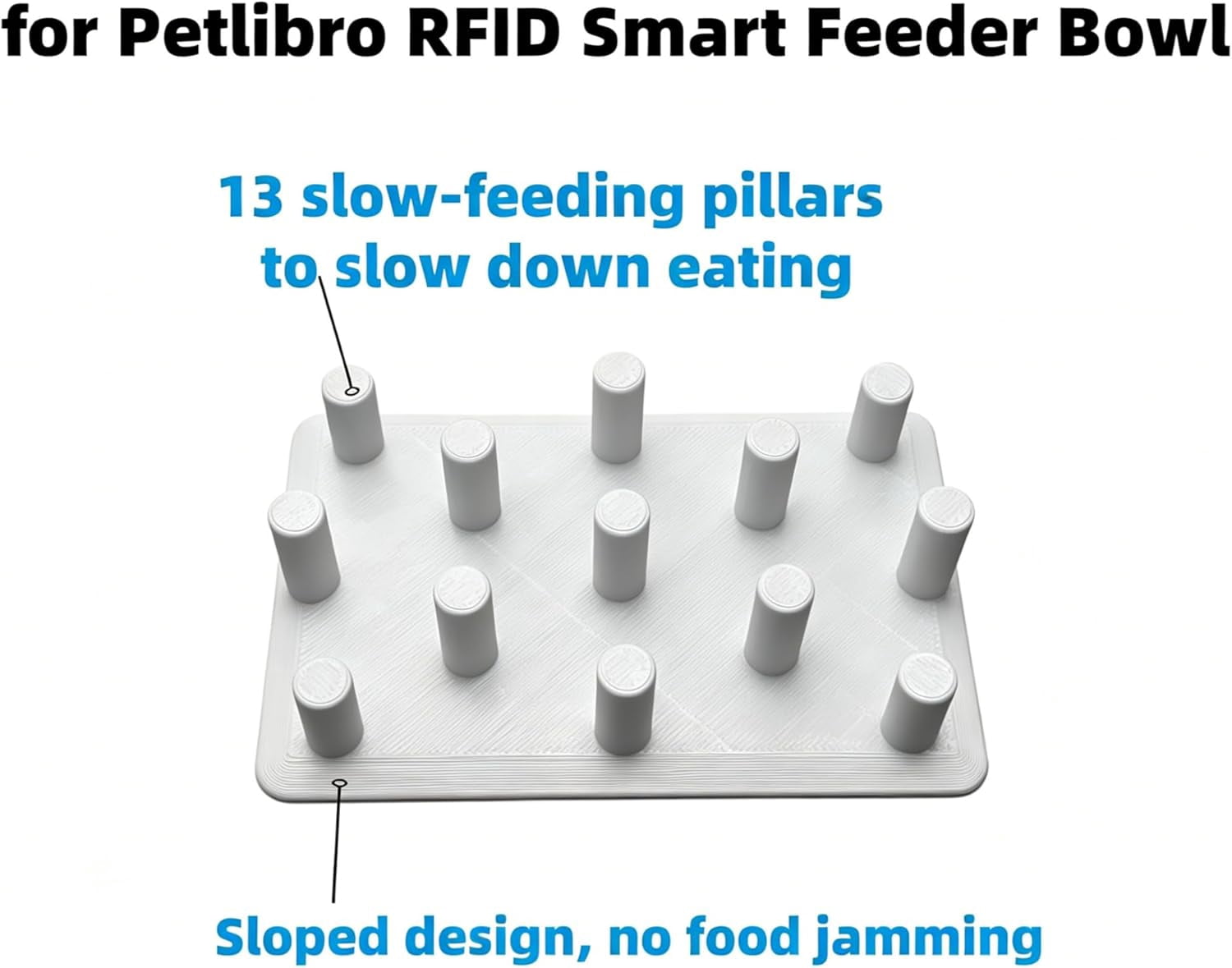 Slow Feeder Bowl Insert, 13-Pillar Anti-Choke Silicone, for Automatic Pet Feeder, Cats Dogs