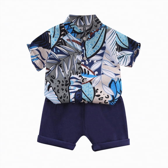 Boy Clothes Baby Outfits Shirts Sets Kids Spring Summer Cotton Rolled Print Short Sleeve Training 3 6 12 18 24 Months 3T Vest Tank Tops Shorts Toddler Boys Casual Outfit 2 Piece