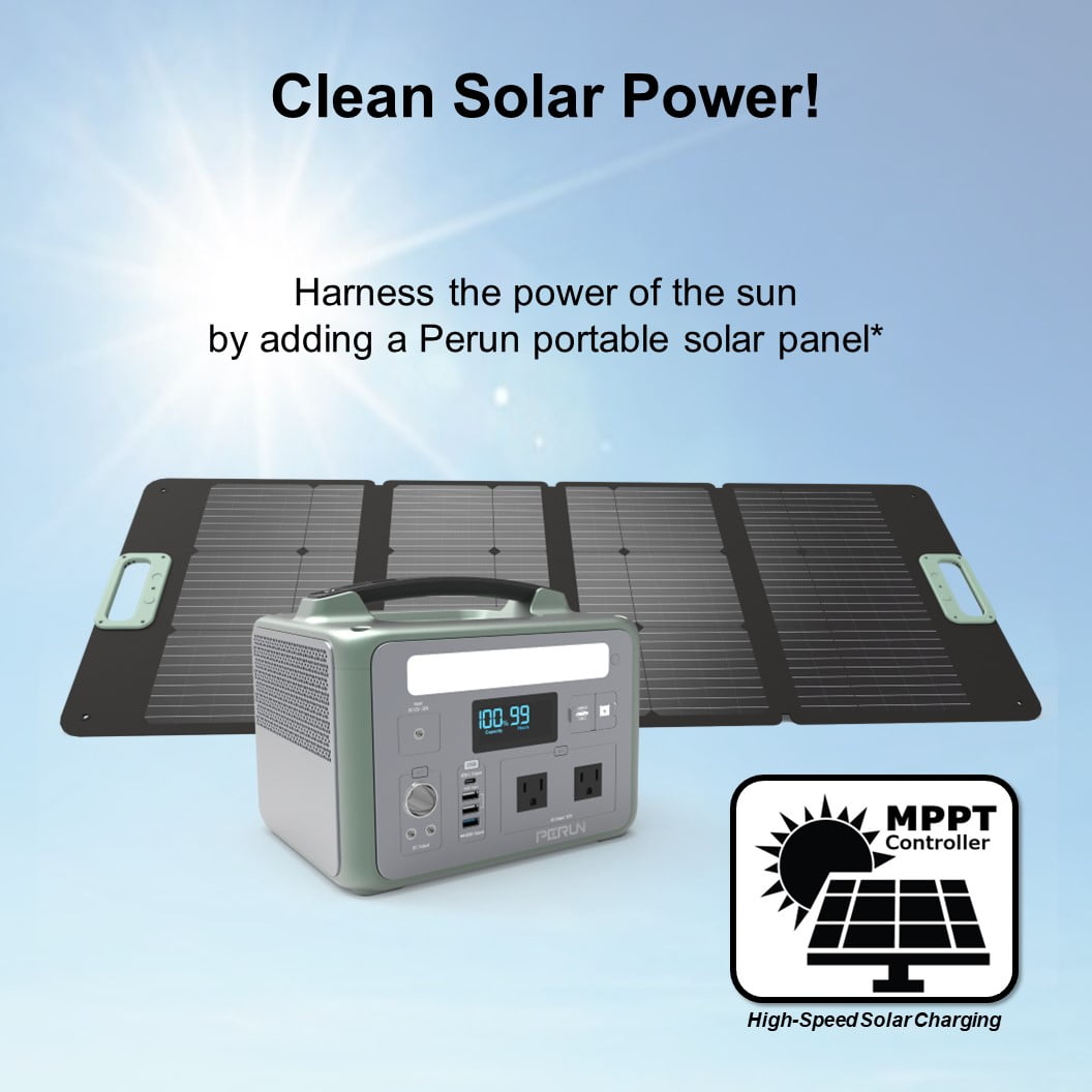 PERUN 100-Watt Portable Solar Panel by Yard Force, Foldable Waterproof for Outdoor Power connect USB, Power Station/Generator, Chainable