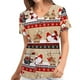 thumbnail image 1 of Puntoco Navidad Moda Mujer Cuello en V Casual Manga corta Impreso Bolsillos Señoras tops Blusa Puntoco Puntoco-5024, 1 of 5