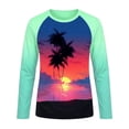 thumbnail image 6 of Big Girls Summer Cute Tops Bright and Gradient Long Sleeve Swim Rash Guard Sun Print Top Size 9-10T , Bronze, 6 of 6