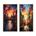 thumbnail image 2 of Designart "Pop Art Minneapolis I" Minneapolis Framed Wall Art Set Of 2 - Peach Cityscapes Frame Gallery Set For Office Decor, 2 of 7