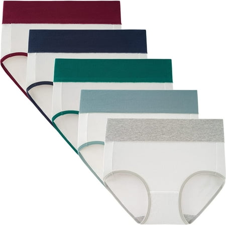 

Womens Underwear Cotton Briefs High Waisted Postpartum Panties 5 Pack